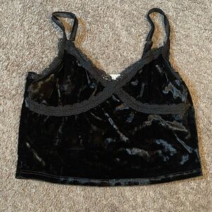 Velvet and lace crop top tank top